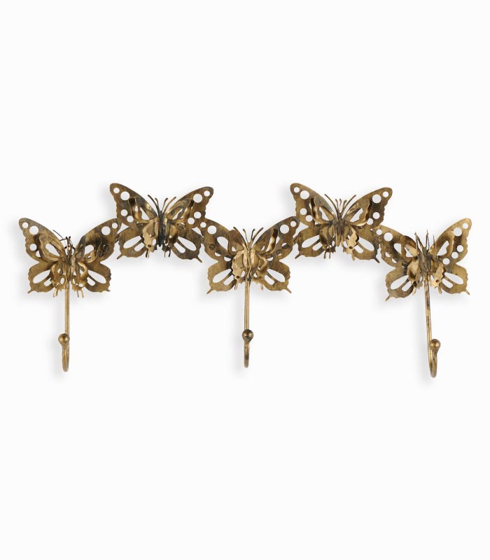 Patère triple papillons métal doré Patère triple papillons métal doré