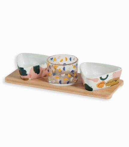 Set 3 ramequins avec plateau bambou