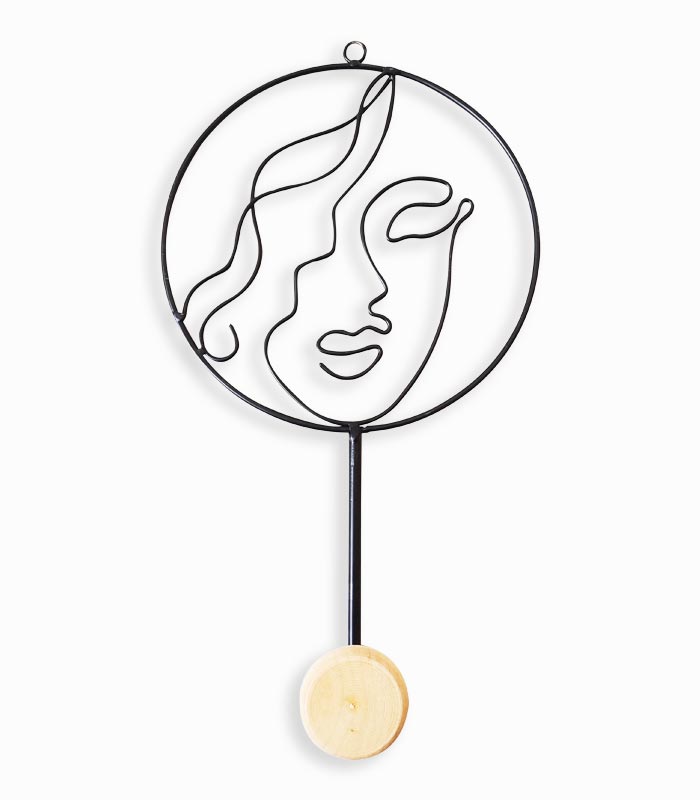 BO096-THH014 Patère ronde visage filaire femme – Image 1