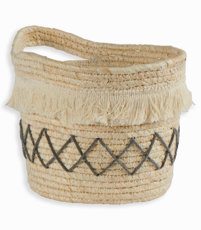 BO096-YO019 Panier en paille écru – Image 1
