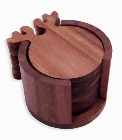 Sous-verres CATJA en acacia ronds en forme de caribou