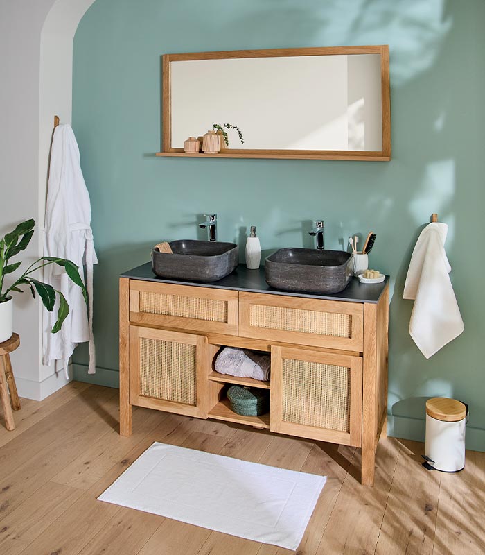 Ensemble double vasques STONE Ensemble double vasques STONE en bois et osier