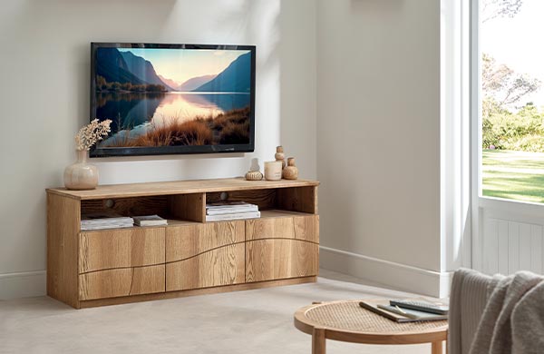 Meuble TV WAVE en frêne massif huilé