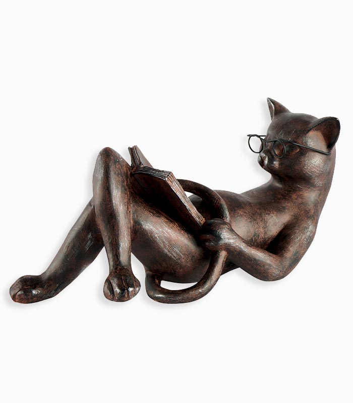 Statue chat qui lit Statue chat qui lit