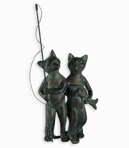 Statue chats à la pêche