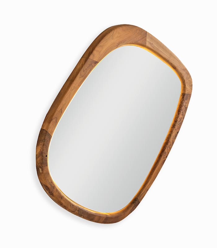 Miroir teck recyclé ELIAS avec LED Miroir teck recyclé ELIAS avec LED