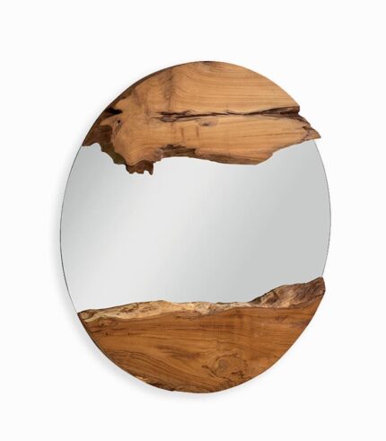 Miroir rond teck recyclé VERA