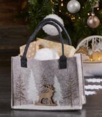 Sac feutrine beige sapins blancs