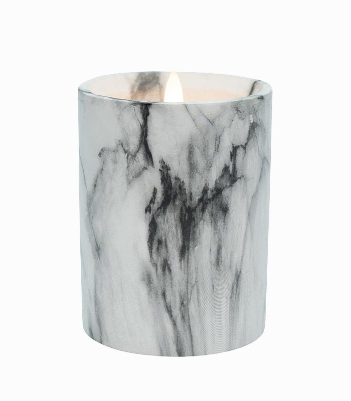 Bougie LED cylindrique façon marbre Bougie LED cylindrique façon marbre