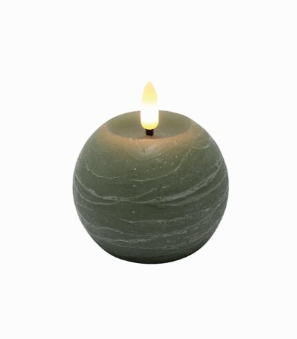 Bougie LED boule vert amande