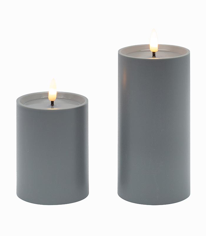 Bougie LED cylindrique plastique gris / Set de 2 Bougie LED cylindrique plastique gris / Set de 2