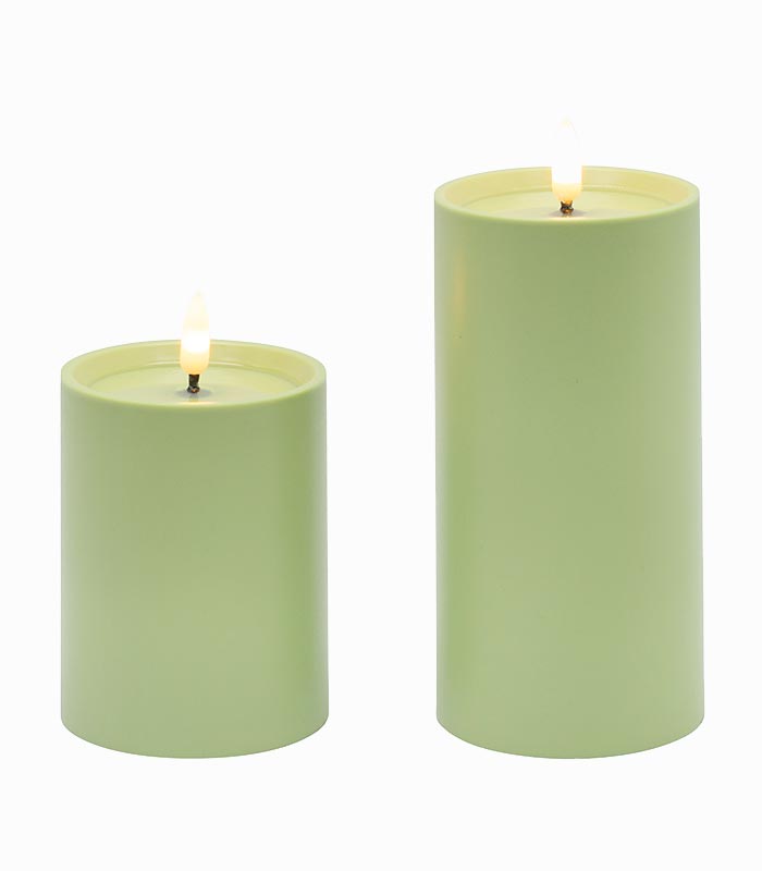 Bougie LED cylindrique plastique vert / Set de 2 Bougie LED cylindrique plastique vert / Set de 2