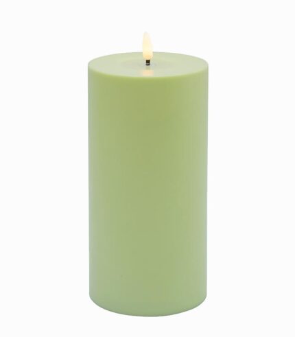 Bougie LED cylindrique plastique vert H 20 cm