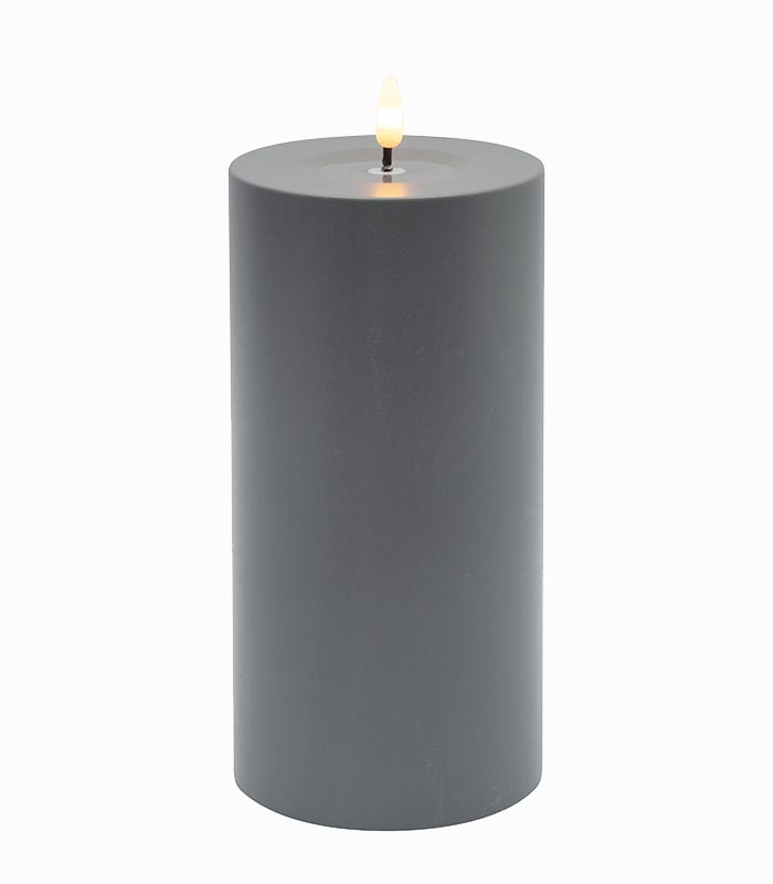 Bougie LED cylindrique plastique gris H 20 cm Bougie LED cylindrique plastique gris H 20 cm