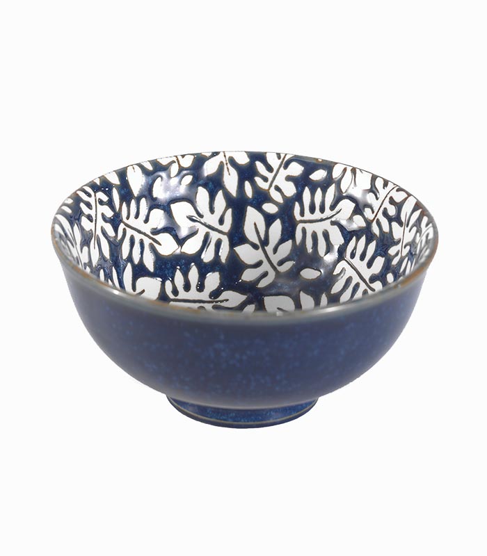 Coupelle MARTA Coupelle MARTA bleu nuit avec motifs feuille blanche