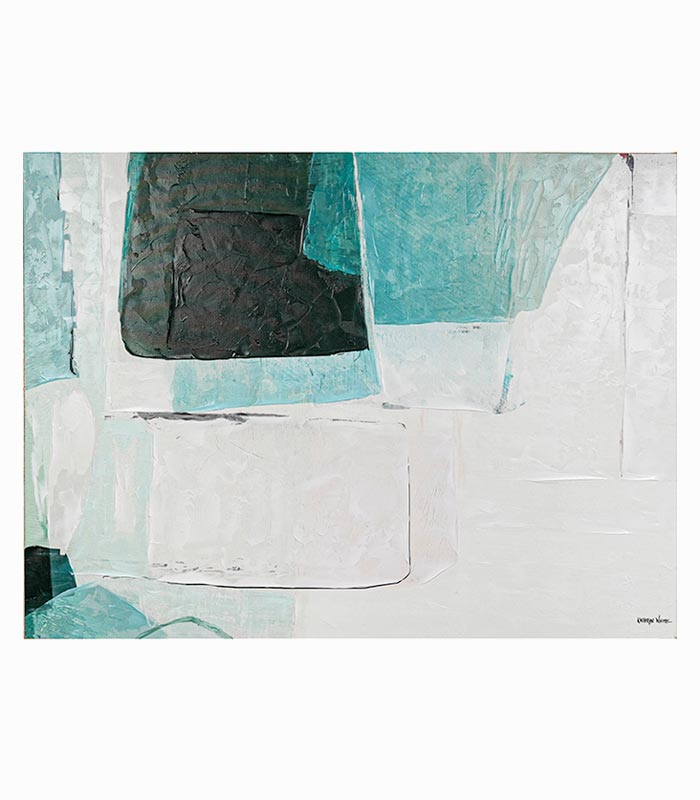 Tableau toile fait main Blanc noir et bleu Tableau toile fait main Blanc noir et bleu