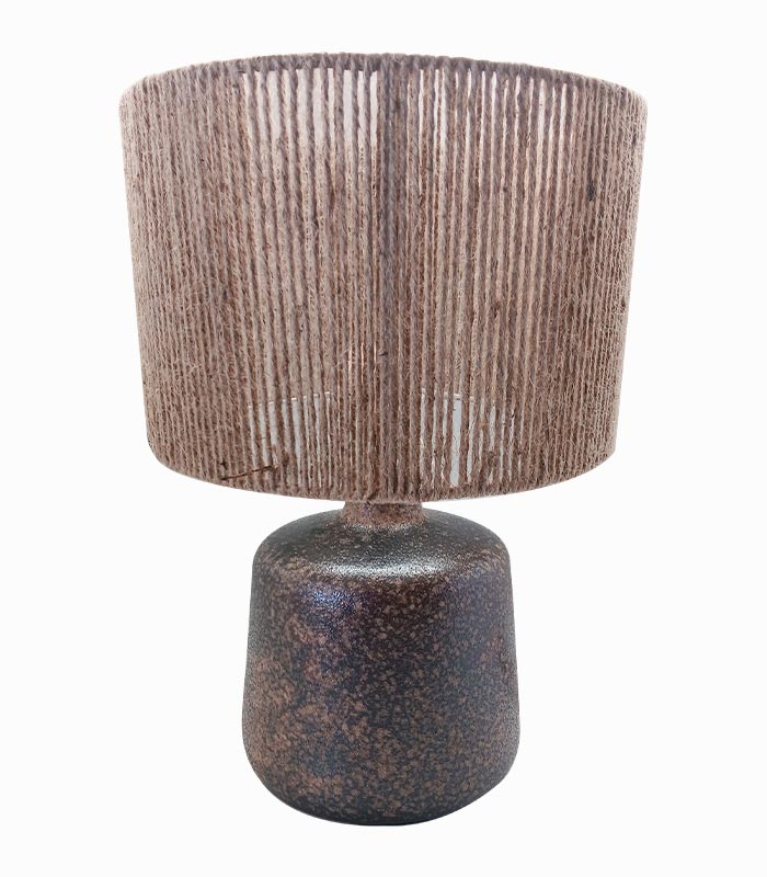 Lampe céramique noir abat-jour corde Lampe céramique noir abat-jour corde