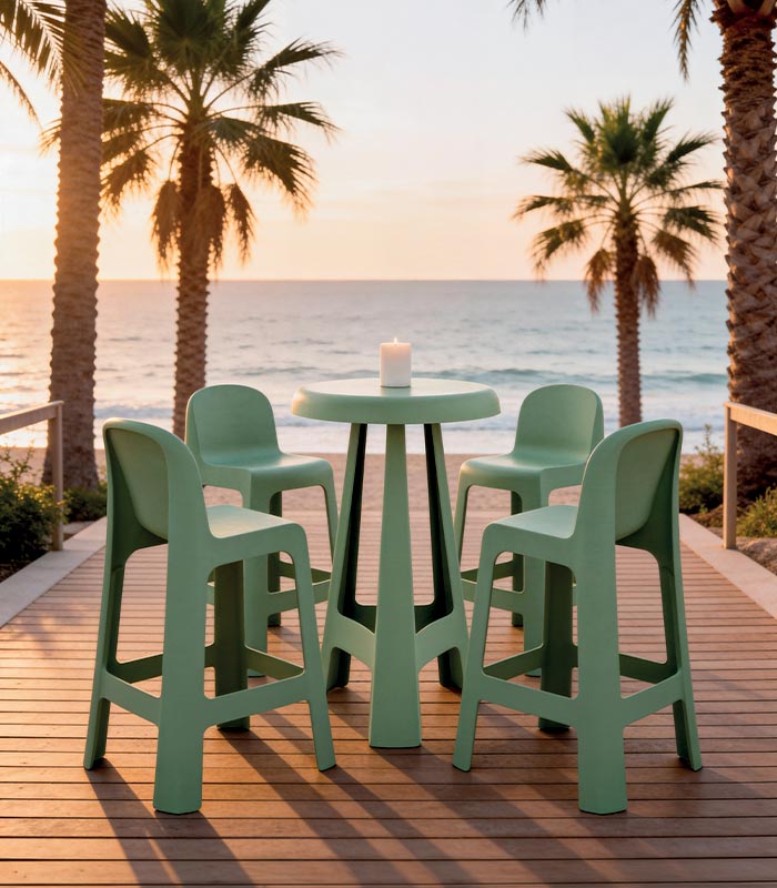 Chaise de bar PVC MILOS Chaise de bar et table haute PVC MILOS