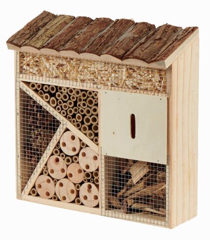 Maison à insectes toit écorce