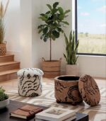 Pouf coffre KIGALI aux motifs ethnique