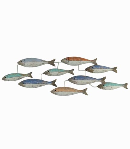 Décor mural banc de 9 poissons multicolores