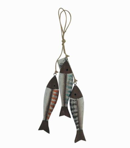 Suspension 3 poissons en bois