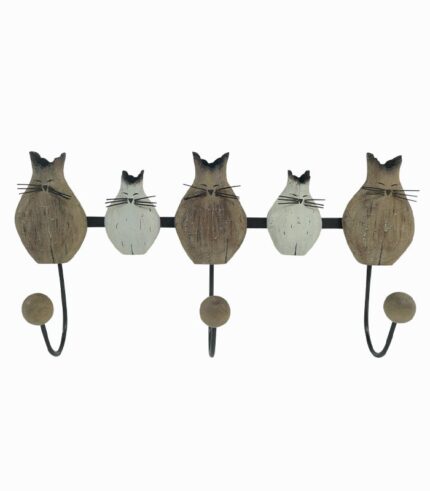 Patère 5 chats en bois
