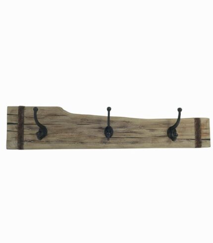 Patère en bois cerclage métal vieilli