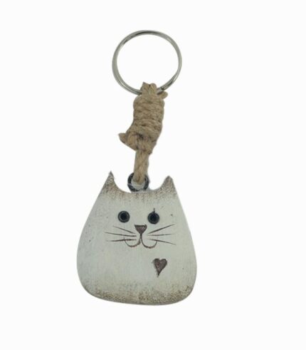 Porte-clés chat blanc