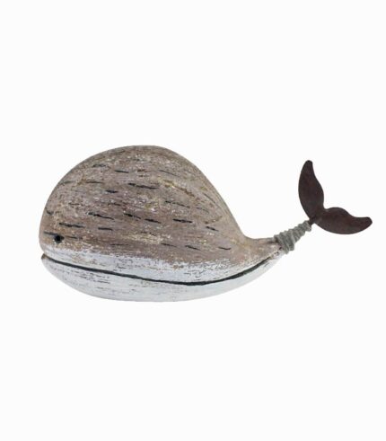 Baleine en bois nageoire métal
