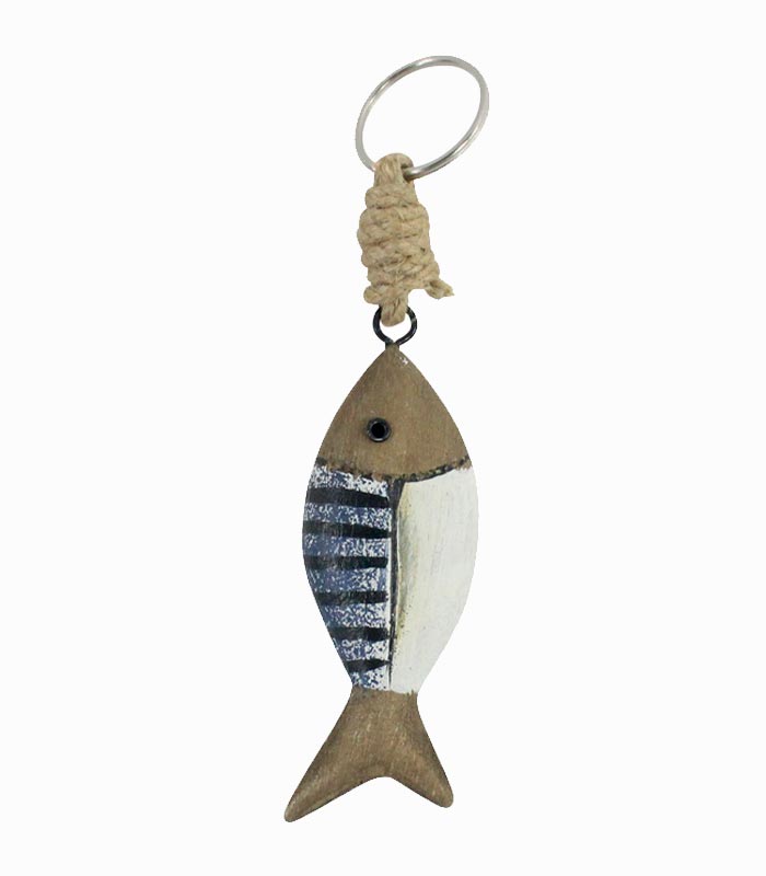 Porte-clés en bois poisson bleu Porte-clés en bois poisson bleu