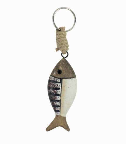 Porte-clés en bois poisson blanc