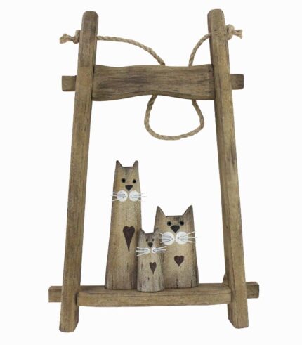 Cadre en bois 3 chats