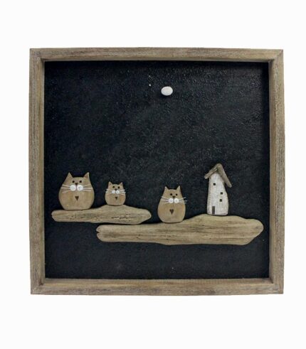 Cadre en bois 3 chats