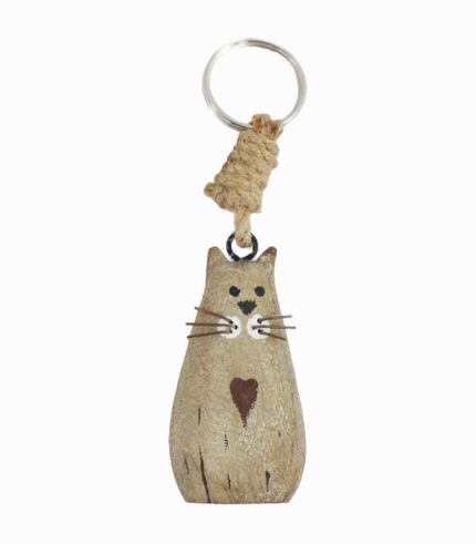Porte-clés chat haut en bois