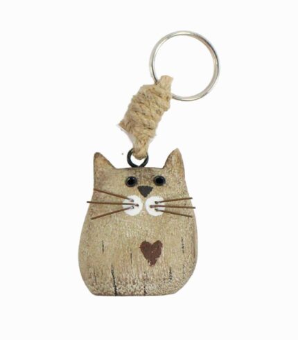 Porte-clés en bois chat.