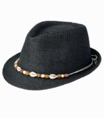 Chapeau d'été noir avec coquillages