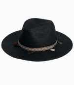 Chapeau d'été bord plat noir