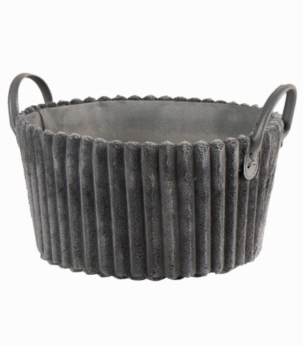 Panier rond velours noir côtelé KERAMIK