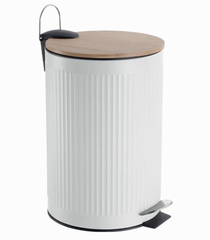 Poubelle 12L en métal couvercle bambou
